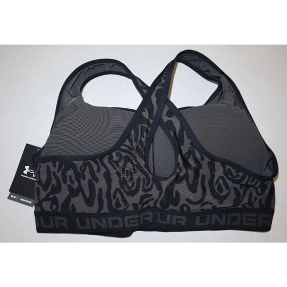 Under Armour 1371442 Women Sz 2X Black/Gray DFO Crossback Mid Printed Sports Bra - Picture 2 of 4